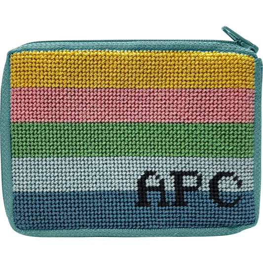 Stitch & Zip Striped Monogram Coin Purse